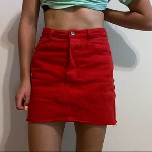 High Waisted Red Jean Skirt from Urban Outfitters
